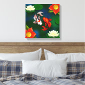 Yin Yang Koi Red Blume White Lotus Lily Pad Pond Leinwanddruck (Insitu (Schlafzimmer))