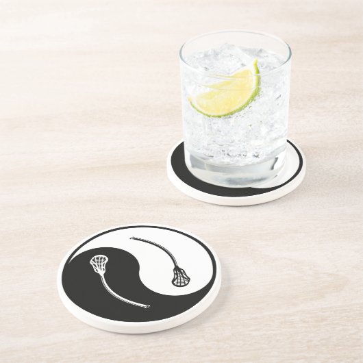 Yin Yang Lacrosse Sandstein Untersetzer (Seite)