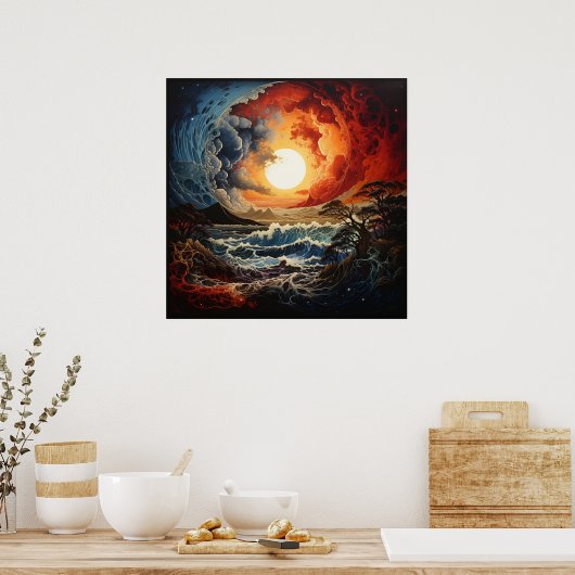 Yin Yang Landscape Waves Poster (Küche)