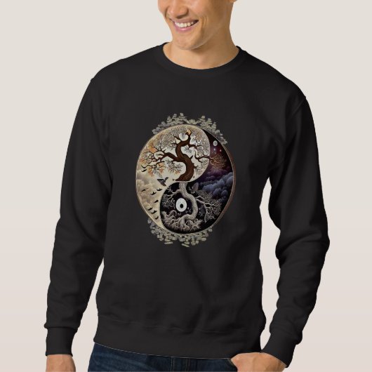 Yin Yang Lebensbaum Kunst Premium Sweatshirt (Vorderseite)