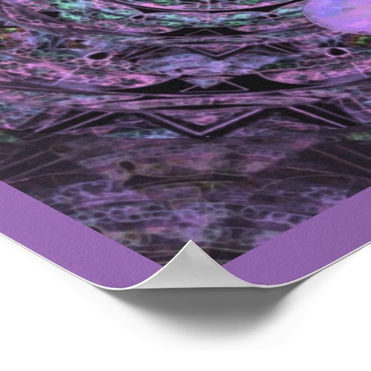 Yin Yang Lila Glow Mandala Poster (Ecke)