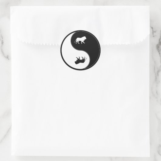 Yin Yang Lion Runder Aufkleber (Tasche)