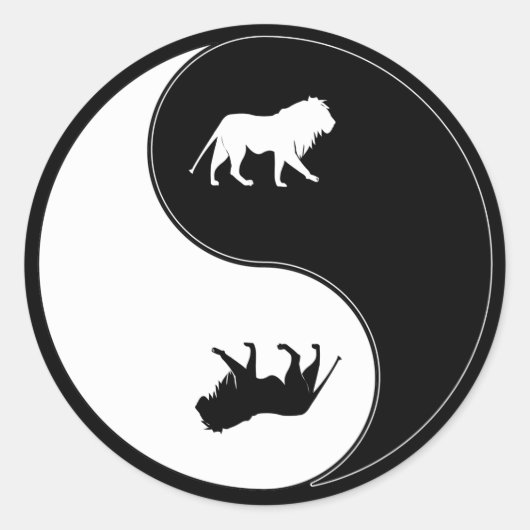 Yin Yang Lion Runder Aufkleber (Vorderseite)