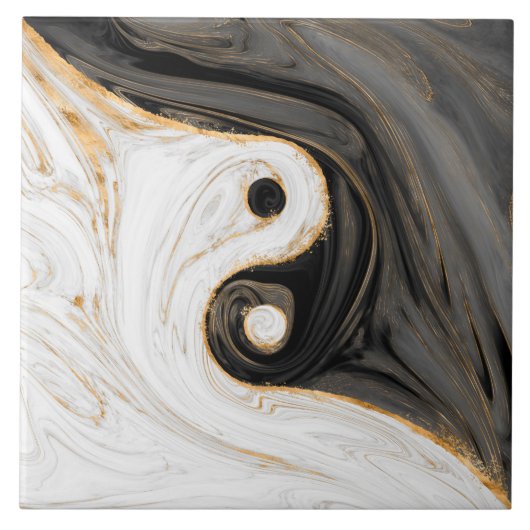 Yin Yang Liquid Marble Fliese (Vorderseite)