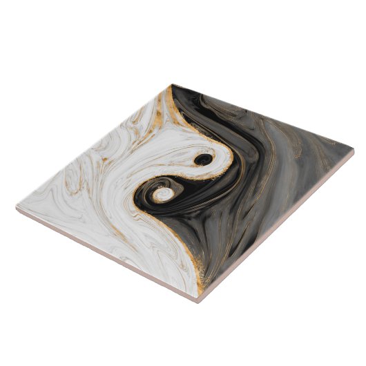 Yin Yang Liquid Marble Fliese (Seite)