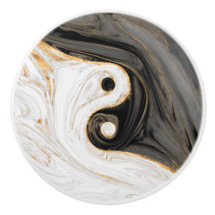 Yin Yang Liquid Marble Keramikknauf