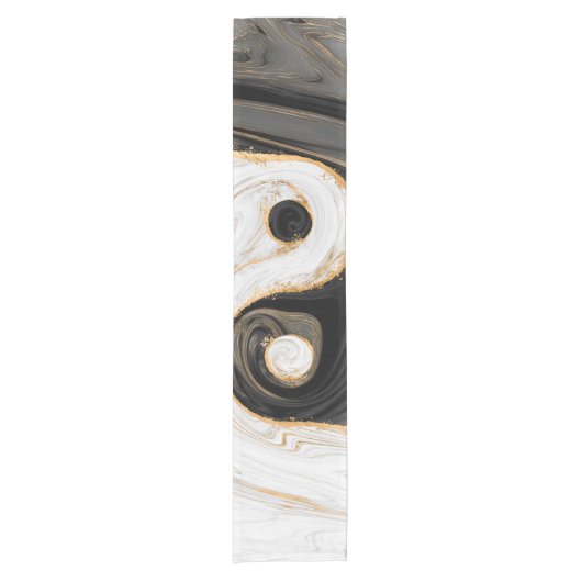 Yin Yang Liquid Marble Kurzer Tischläufer (Vorderseite)