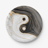 Yin Yang Liquid Marble Pappteller (Vorderseite)