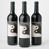 Yin Yang Liquid Marble Weinetikett (Flaschen)