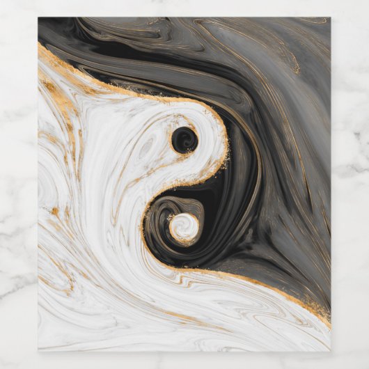 Yin Yang Liquid Marble Weinetikett (Einzelnes Label)
