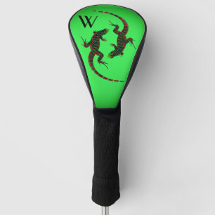 Yin Yang Lizards Black Initial Golf Headcover