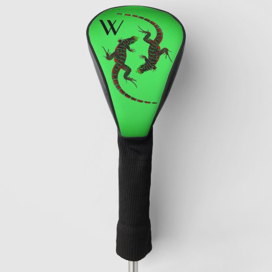 Yin Yang Lizards Black Initial Golf Headcover (Vorderseite)
