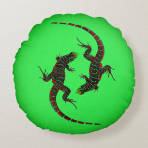 Yin Yang Lizards Rundes Kissen