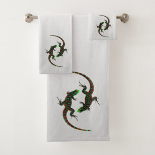 Yin Yang Lizards Silver Badhandtuch Set
