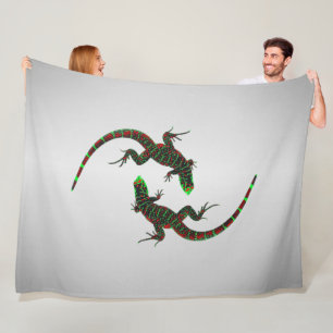 Yin Yang Lizards Silver Fleecedecke