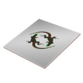 Yin Yang Lizards Silver Fliese (Seite)