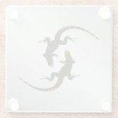 Yin Yang Lizards Silver Glasuntersetzer (Rückseite)