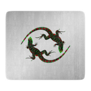 Yin Yang Lizards Silver Schneidebrett