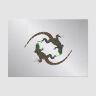 Yin Yang Lizards Silver Seidenpapier