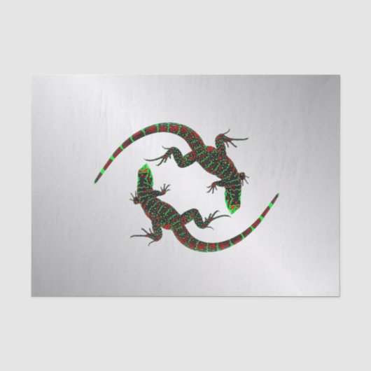 Yin Yang Lizards Silver Seidenpapier (Vorderseite)
