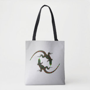 Yin Yang Lizards Silver Tasche