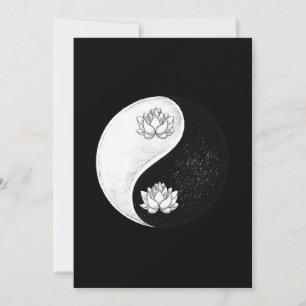 Yin Yang Lotus Blume Harmonie Schwarz-Weiß-Geschen Einladung