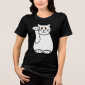 Yin Yang Lucky Cat Maneki Neko Beckoning Cat Tri-Blend Shirt (Vorderseite)