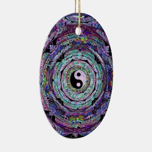 Yin Yang Mandala in den lila Farben Keramikornament (Rechts)