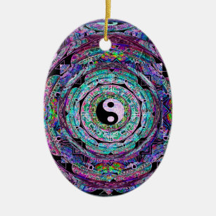 Yin Yang Mandala in den lila Farben Keramikornament