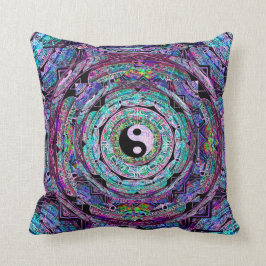 Yin Yang Mandala in den lila Farben Kissen