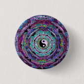 Yin Yang Mandala lila Button (Vorderseite)