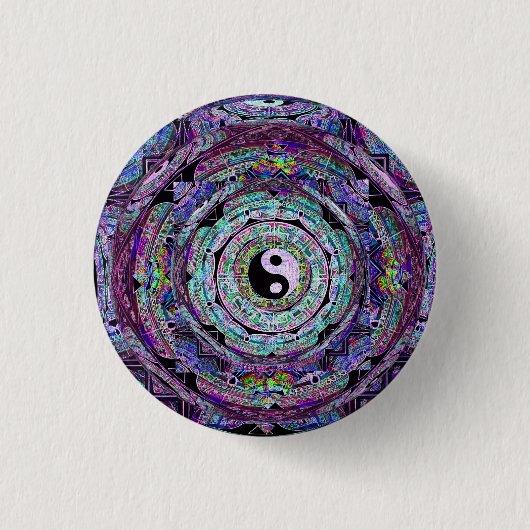 Yin Yang Mandala lila Button (Vorderseite)