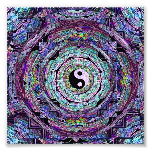 Yin Yang Mandala Lila Fotodruck (Vorne)