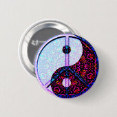 Yin Yang Mandala lila mit Friedenssymbol Button (Vorne & Hinten)