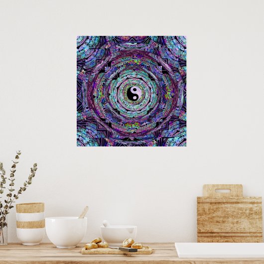 Yin Yang Mandala Lila Poster (Küche)