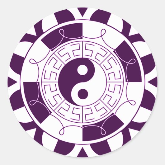 Yin Yang Mandala Runder Aufkleber (Vorderseite)