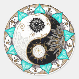 Yin Yang Mandala Runder Aufkleber