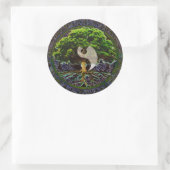 Yin Yang Mandala Tree of Life Runder Aufkleber (Tasche)