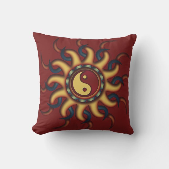 Yin Yang Marone-Design Kissen (Vorderseite)