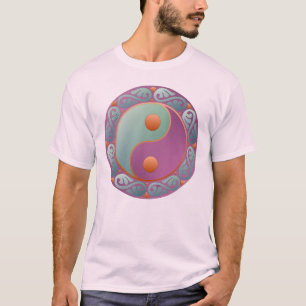 Yin Yang Medaillon Violett Türkis T-Shirt