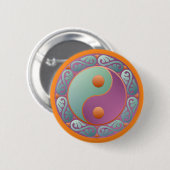Yin Yang Medallion Violet Turquoise Button (Vorne & Hinten)
