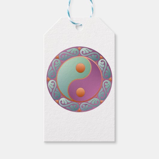 Yin Yang Medallion Violet Turquoise Geschenkanhänger (Vorderseite)