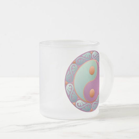Yin Yang Medallion Violet Turquoise Mattglastasse (VorderseiteRechts)