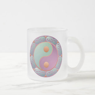 Yin Yang Medallion Violet Turquoise Mattglastasse