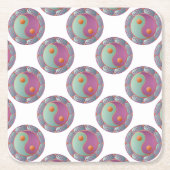 Yin Yang Medallion Violet Turquoise Rechteckiger Pappuntersetzer (Vorderseite)