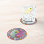 Yin Yang Medallion Violet Turquoise Runder Pappuntersetzer (Vor Ort)