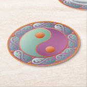 Yin Yang Medallion Violet Turquoise Runder Pappuntersetzer (Angewinkelt)