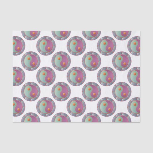 Yin Yang Medallion Violet Turquoise Seidenpapier (Vorderseite)