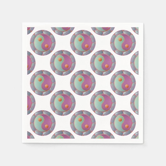 Yin Yang Medallion Violet Turquoise Serviette (Vorderseite)