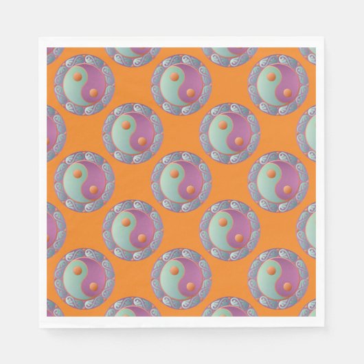 Yin Yang Medallion Violet Turquoise Serviette (Vorderseite)